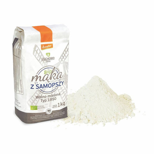 Einkornmehl Typ 1850 von JUCHOWO, Bio Demeter, 1 kg, feines braunes Mehl in Packung, gesundes Getreideprodukt