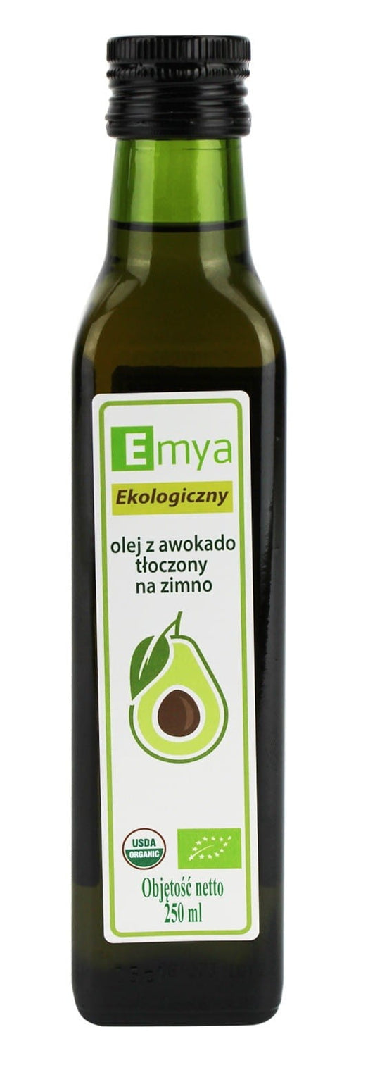 Bio Avocadoöl von EMYA in 250 ml Flasche, flüssiges grünes Öl mit Avocado-Charakter, ideal für Kochen und Hautpflege