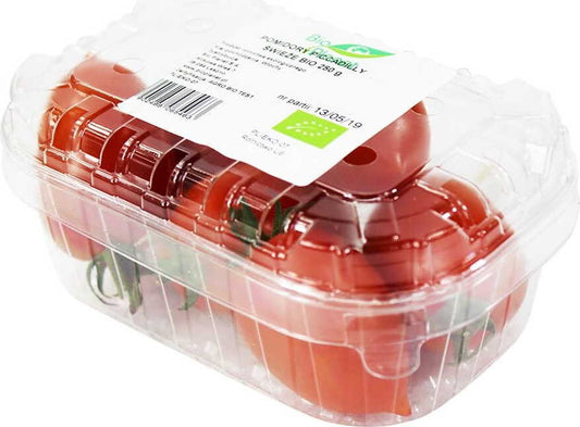 Frische Bio-Piccadilly-Tomaten von BIO PLANET, ca. 250g, sichtbar auf dem Bild.