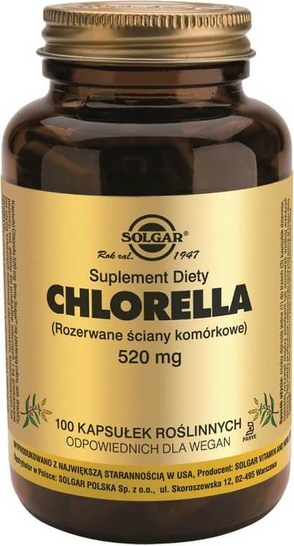 Chlorella gebrochene Zellwände 520 mg 100 Kapseln SOLGAR Hover Image