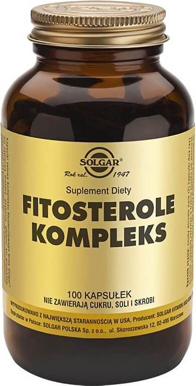 Phytosterol-Komplex von SOLGAR in 100 Kapseln, Nahaufnahme der Kapseln in einer weißen Verpackung.