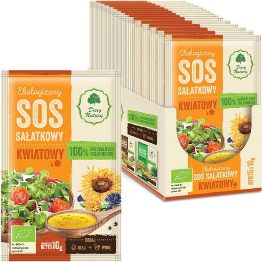 Bio Blumensalatdressing von DARY NATURY, 10 g, natürliches Dressing für frische Salate, liebevoll verpackt als Geschenk der Natur.