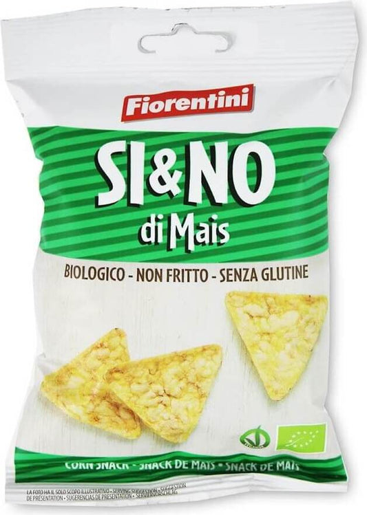 Maischips Pyramide mit Meersalz von FIORENTINI, glutenfrei und bio, mit knuspriger Textur und Meersalzgeschmack in 20 g Verpackung
