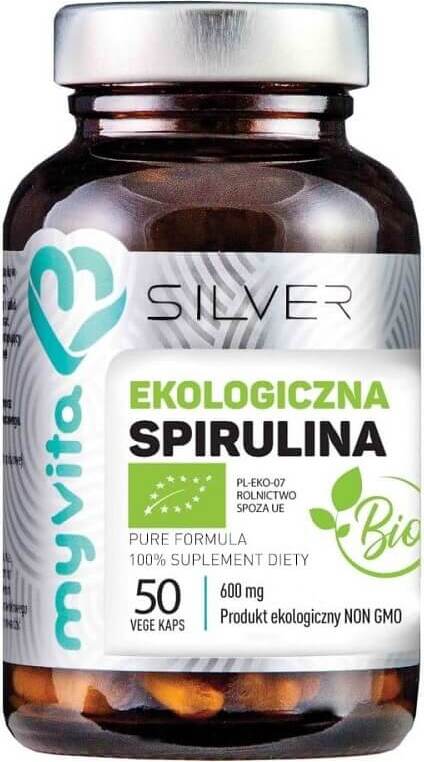 Spirulina BIO 600mg 50 Kapseln MYVITA SILBER PURE