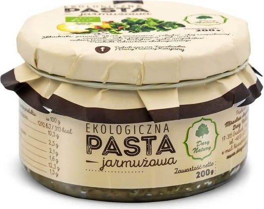 Bio-Grünkohlpaste von DARY NATURY in 200 g Verpackung, frische grüne Kräuterpaste aus biologischer Landwirtschaft.
