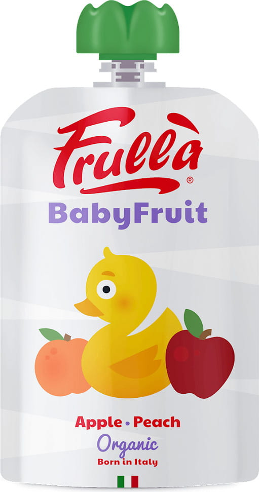 Bio Apfel-Pfirsich-Püree von NATURA NUOVA, glutenfrei, 100 g, frisches Obstpüree in Glasflasche.