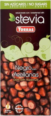 Dunkle Schokolade mit Haselnüssen 125 g STEVIA TORRAS