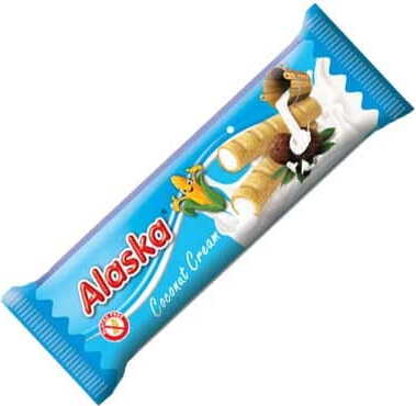 Mit Sahne gefüllte Maisröllchen - Kokosnuss glutenfrei 18 g ALASKA Imagen principal del producto