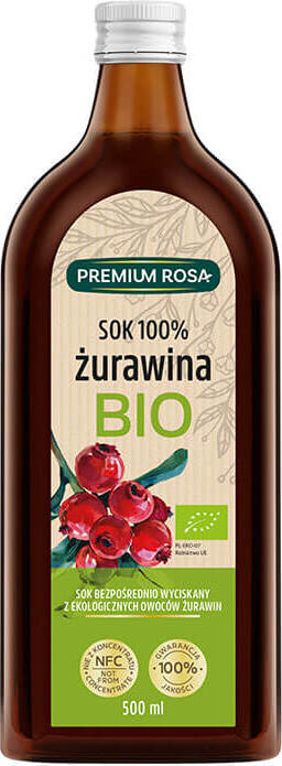 Preiselbeersaft 100 % zuckerfrei BIO 500 ml PREMIUM ROSA