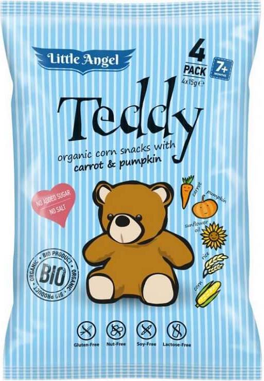 Maischips Teddy Karotten und Kürbis ab 7 Monaten glutenfrei BIO 4x15 g LITTLE ANGEL Hover Image