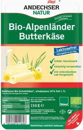 Alpkäse, Scheiben 50% BIO 150 g ANDECHSER NATUR Main image