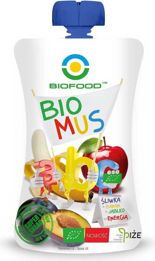 Pflaumen-, Bananen- und Apfelmousse BIO 90 g - BIO FOOD Hover Image