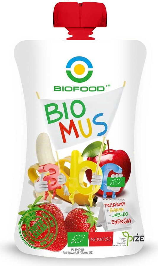 Erdbeer-Bananen-Apfel-Mousse BIO 90 g - BIO LEBENSMITTEL