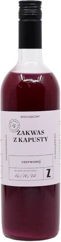 Bio-Rotkohl Sauerteig in 700 ml Flasche von biogo, zeigt fermentierten Rotkohl im Glas mit Etikett.