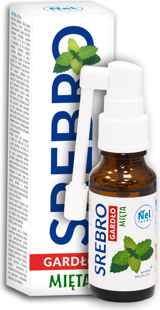 Kolloidales Silber Hals Spray von NELFARMA, 20 ml Flasche mit feinem Sprühaufsatz, für Halsgesundheit