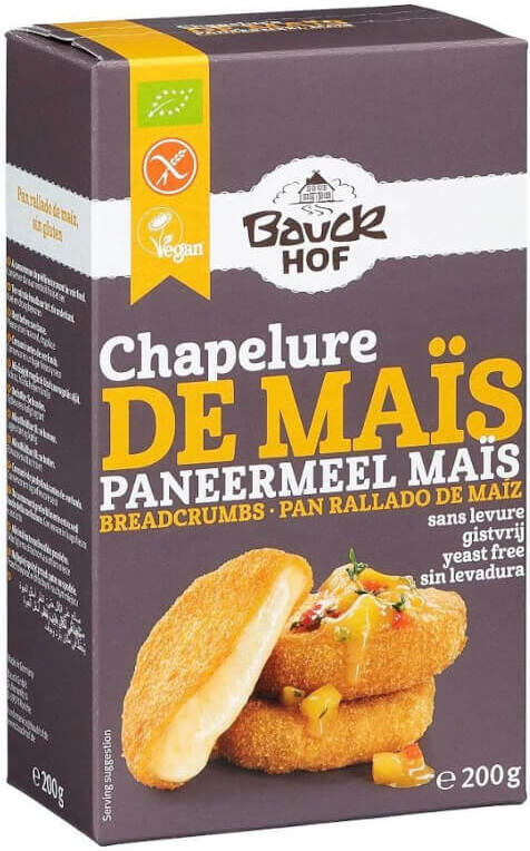 Glutenfreier Maismantel von BAUCK HOF, biologisch, 200 g, geröstet, goldbraun und knusprig, Nahaufnahme