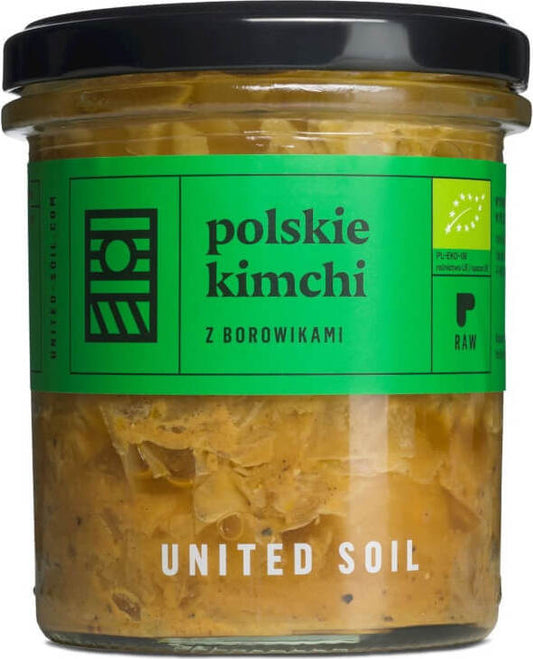 Bio polnisches Kimchi mit Steinpilzen von UNITED SOIL, 290 g, fermentiertes koreanisches Gemüse mit Pilzstücken.