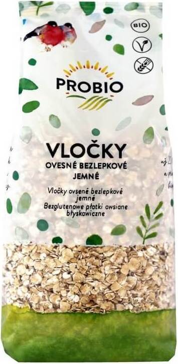 Bio glutenfreie Haferflocken von PROBIO in 500 g Packung, getreidefrei, mit sichtbaren Haferflocken in der Schale