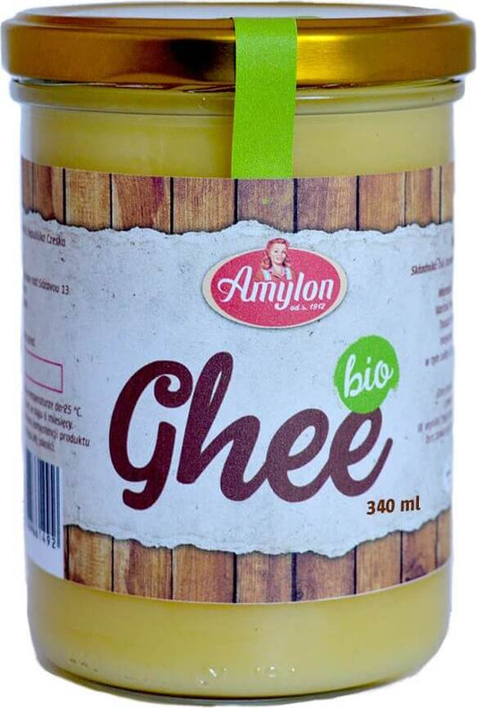 Bio Ghee Butterschmalz von AMYLON in 340 ml Flasche, cremige Konsistenz, ideal zum Kochen und Braten, glutenfrei und laktosefrei