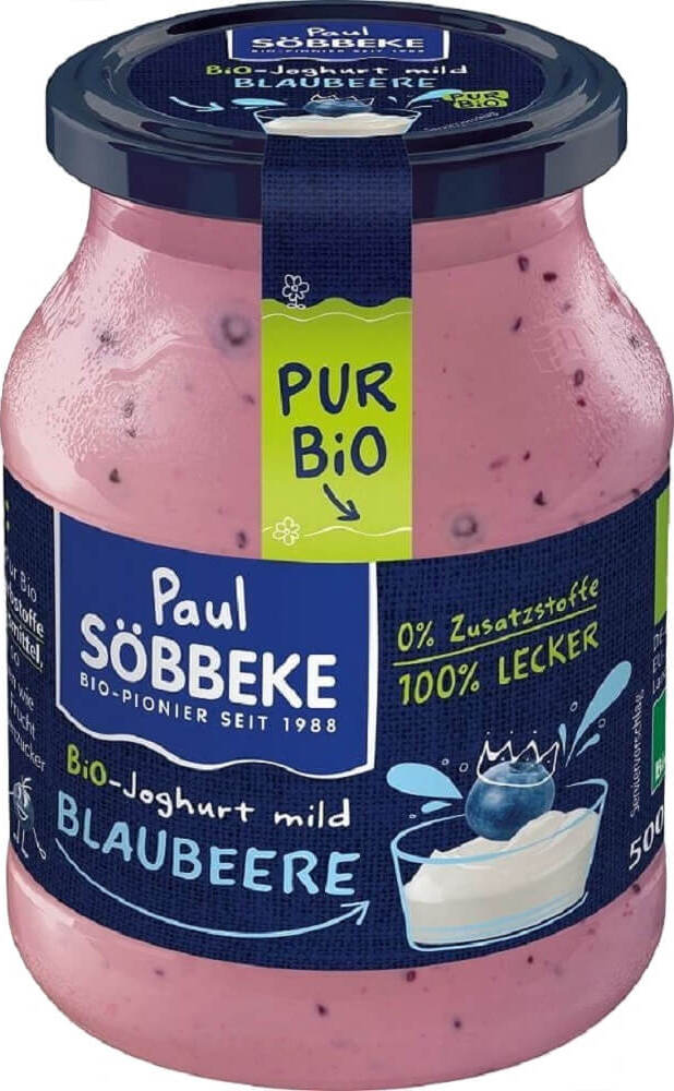 Heidelbeer-Sahnejoghurt (38% Milchfett) BIO 500 g (Glas) - SOBBEKE