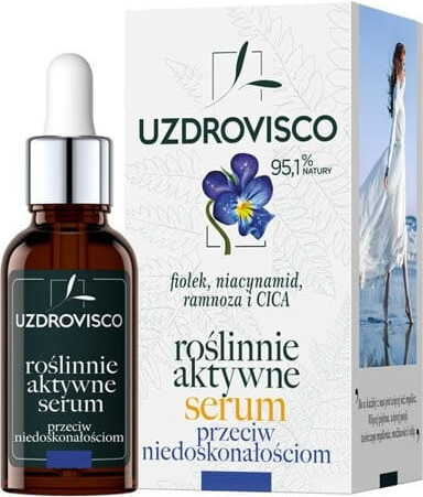 Violettes Gesichtsserum gegen Unvollkommenheiten in 30-ml-Ampulle von UZDROVISCO, hautklärende Pflege für das Gesicht