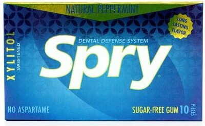 Kaugummi mit Xylit, Pfefferminzgeschmack, glutenfrei 10 Stk. (12 g) - SPRY Hover Image