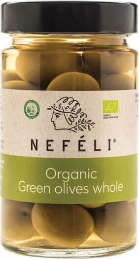 Grüne Oliven mit Stein in Salzlake BIO 300 g - NEFELI