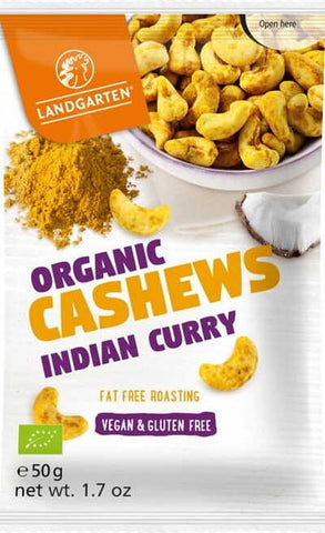 Cashewnüsse mit Kokosgeschmack und Curry glutenfrei BIO 50 g - LANDGARTEN