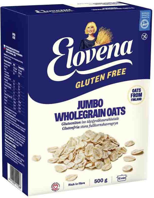 Glutenfreie Jumbo Haferflocken von RAISIO NATRITION, Vollkornhafer, 500g Packung, natürliche Frühstückszutat