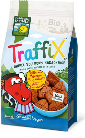 Kakao-Dinkel-Kekse für Kinder, Fahrzeuge BIO 125 g - BOHLSENER MÜHLE