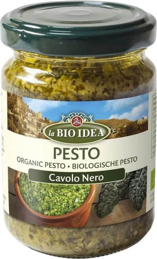 Grünkohlpesto BIO von LA BIO IDEA in 140 g Glas, cremige grüne Pesto mit Bio-Grünkohl, ideal für Pasta und Brot.