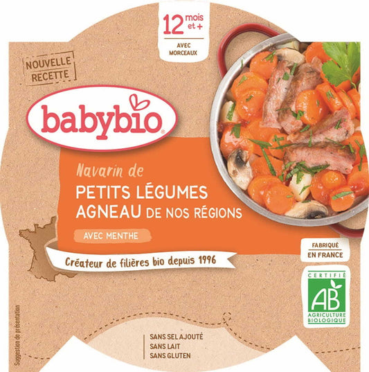 Gemüse-Lamm-Mischgericht für Babys ab 12 Monaten, glutenfrei und biologisch, in 230 g Packung von BABYBIO