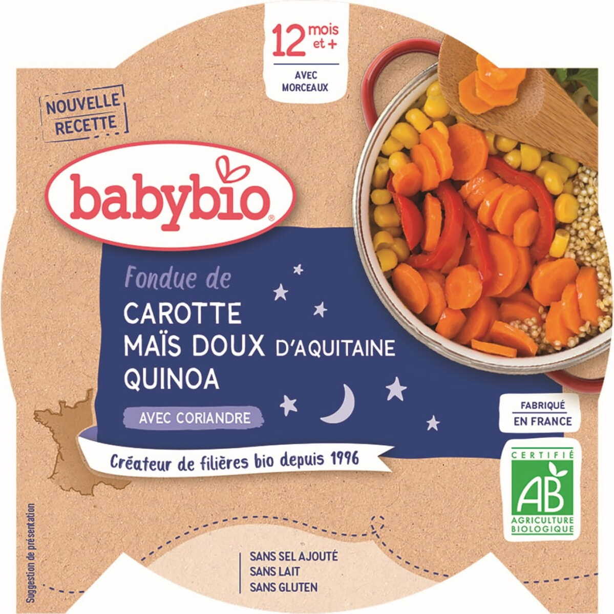 Gute-Nacht-Gericht, Gemüsemix mit Quinoa ab 12 Monaten glutenfrei BIO 230 g BABYBIO