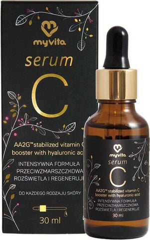 Vitamin C aa2g stabilisiertes Serum und trimolekulare Hyaluronsäure 30 ml - MYVITA