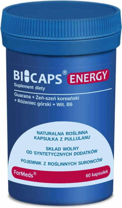 Bicaps Guarana Ginseng Kapseln von FORMEDS, 60 Portionen, Energie-Vitamine mit Vitamin B6, enthält koreanischen Bergrosenkranz