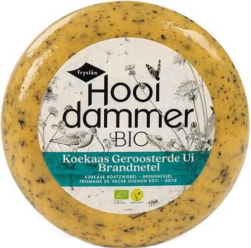 Reifer Bio-Käse mit Zwiebel und Brennnessel, 50% Fett, HOOIDAMMER, 4,5 kg, cremiger Käse mit Kräuter und Zwiebelstücken