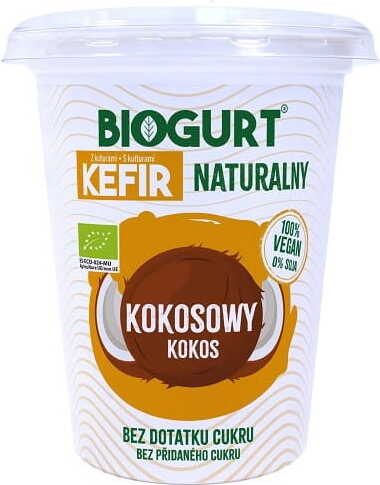 Veganer fermentierter Kokoskefir-Alternative BIOGURT in 400 g, cremige pflanzliche Joghurt-Alternative aus Kokosnuss