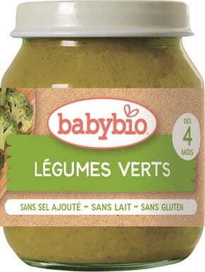 Grünes Bio-Gemüsepüree für Babys ab 4 Monaten, glutenfrei, im 130 g Glas von BABYBIO