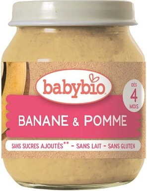 Bananen-Äpfel-Dessert für Babys ab 4 Monaten, glutenfrei, BIO, in 130 g Packung, von BABYBIO