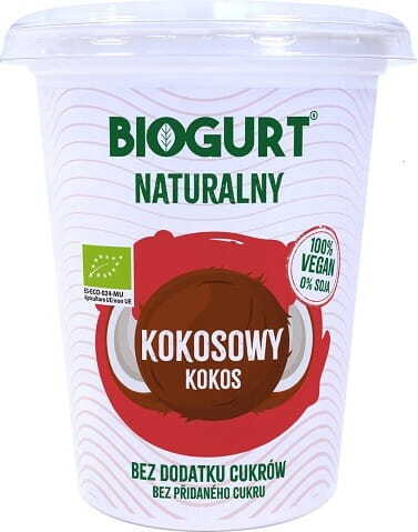 Veganer BIOGURT Kokosjoghurt-Alternative in 400 g Verpackung, fermentiert, cremig und biologisch hergestellt.