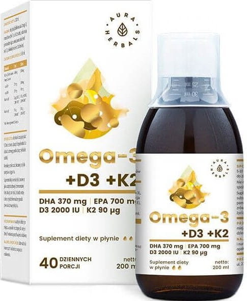 Omega - 3 DHA 370mg 200ml AURA-KRÄUTER Huvudsaklig produktbild