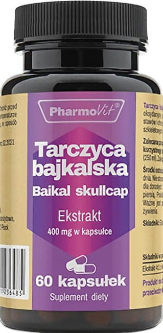 PHARMOVIT Baikal-Helmkraut Extrakt in 60 Kapseln, helmartiges Kraut mit 400 mg Inhalt, natürliche Nahrungsergänzung