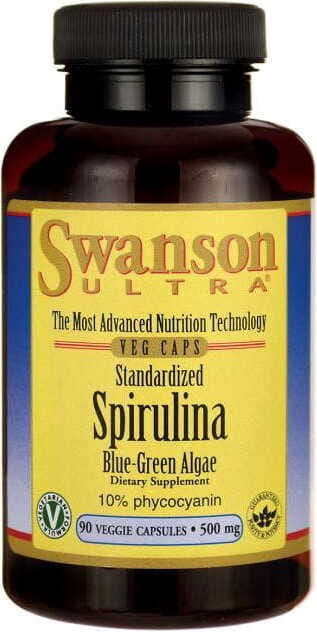 Spirulina standardisiertes standardisiertes Spirulina Blau - Grünalge 500mg 90 Kapseln von SWANSON Hover Image