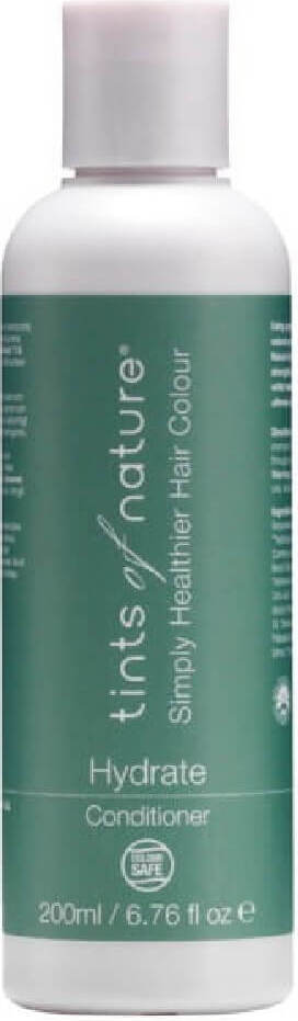 Feuchtigkeitsspendender Conditioner von TINTS OF NATURE, 200 ml, mit pflegender Formel für geschmeidiges Haar, Nahaufnahme der Flasche