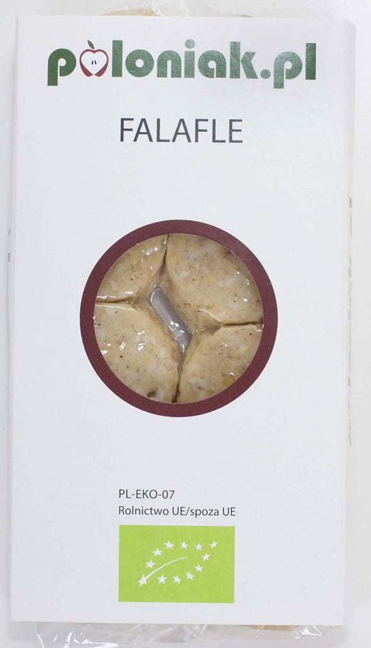 Bio Falafel von POLONIAK, 200 g, frisches, gebackenes vegetarisches Gericht mit Kichererbsen, auf einem Teller serviert