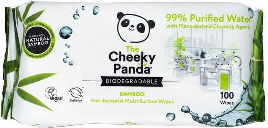 Bambustücher zur Oberflächenreinigung, antibakteriell, feucht, 100 Stück, von CHEEKY PANDA, umweltfreundlich und weich