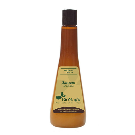 Biomagic Shampoo für trockenes, geschädigtes Haar mit Arganöl, 300 ml, flasche mit Shampoo-Design und Arganöl-Label