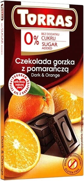 Bitterschokolade mit Orange dunkel & Orange 0% glutenfreier Zucker 75 g TORRAS