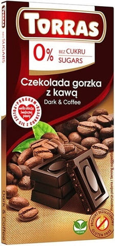 Bitterschokolade mit Kaffee dunkel & Kaffee 0% glutenfreier Zucker 75 g TORRAS