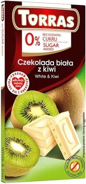Weiße Schokolade mit Kiwi White & Kiwi 0% glutenfreier Zucker 75 g TORRAS
